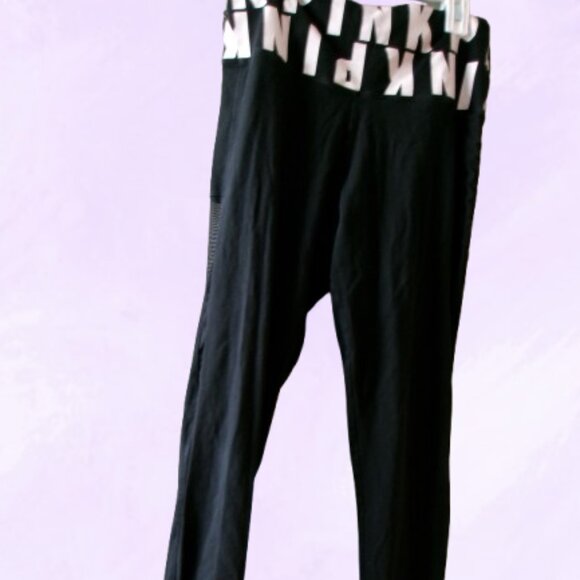 PINK Victoria's Secret pink all over band leggings in black white size medium - Picture 1 of 5